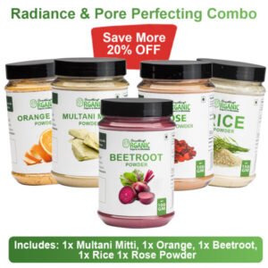 Pack of 5 200GM- Multani Mitti + 150GM- Rice Powder & 100GM- Orange Peel Powder + Rose Powder + Beetroot Powder – Natural Face Pack for Glow & Brightening Jar
