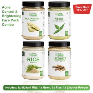 Pack of 4 200GM- Multani Mitti + 150GM- Rice Powder & 100GM- Mulethi Licorice Powder + Neem Leaf Powder