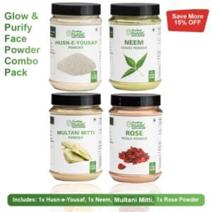 Pack Of 4 200GM- Multani Mitti + 150GM- Husn E Yousuf Powder & 100GM- Neem Powder + Rose Powder Jar