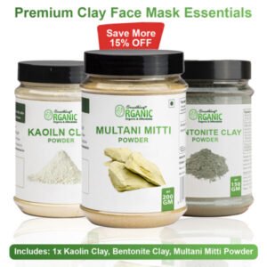 Pack of 3 200GM- Multani Mitti Powder + 150GM- Bentonite Clay + 100GM- Kaolin Clay | 3-in-1 Natural Face Mask for Clear, Glowing & Oil-Free Skin Jar
