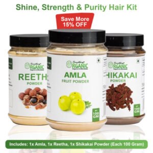 Pack of 3 Amla + Reetha + Shikakai Powder for Hair-100GM – Natural Hair Growth, Strengthening & Conditioning Treatment Jar